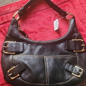 Michael Kors Black Shoulder Bag with Gold Accents